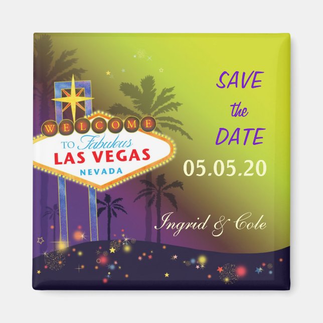 Memorable Las Vegas Wedding Night Save the Date Magnet (Front)