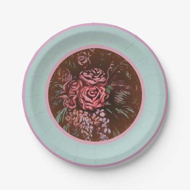 Memorable Roses Paper Plates (Front)