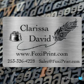 Memorable Writer's Stainless Steel Business Card (Back)