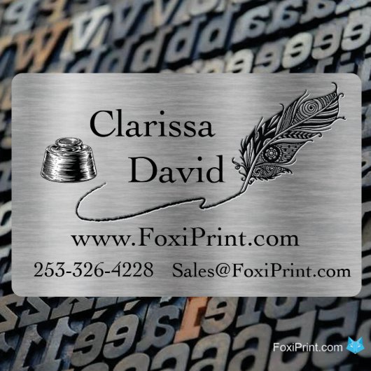 Memorable Writer's Stainless Steel Business Card (Back)