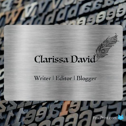 Memorable Writer's Stainless Steel Business Card (Front)