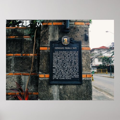 Memorare Manila 1945 Plaque Poster