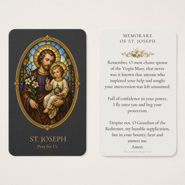 Memorare of St Joseph Prayer Holy Card (Front & Back)