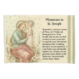 Memorare Prayer St. Joseph & Child Jesus Pillowcase