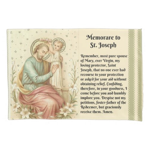 Memorare Prayer  St Joseph   Child Jesus Pillowcase