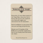Memorare Prayer St. Joseph & Jesus Holy Card (Back)