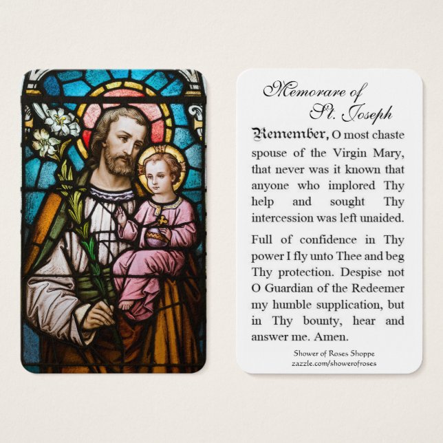 Memorare Prayer  St. Joseph & Jesus Holy Card (Front & Back)