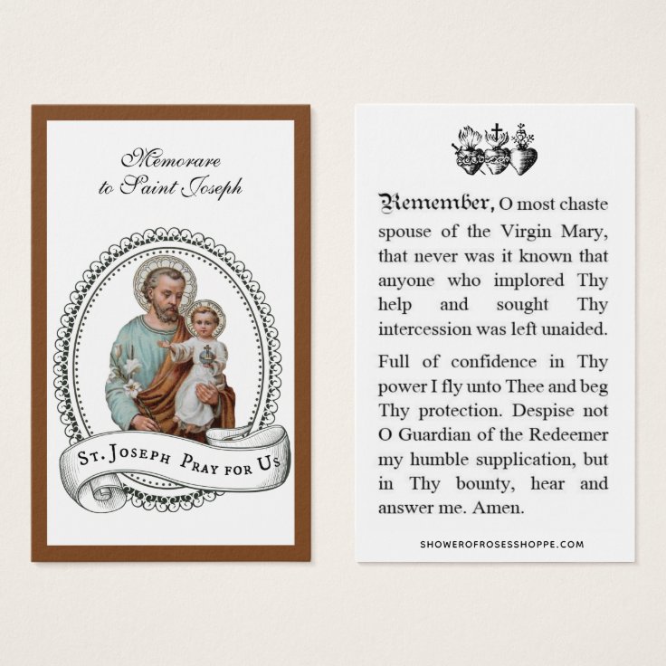 Memorare Prayer St Joseph And Jesus Holy Card Zazzle