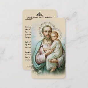 Memorare Prayer  St. Joseph & Jesus Holy Card