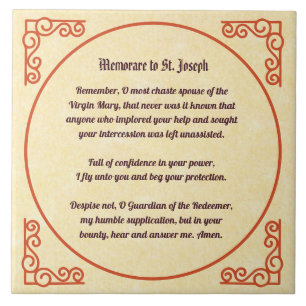 Memorare Prayer to St. Joseph 1 Ceramic Tile