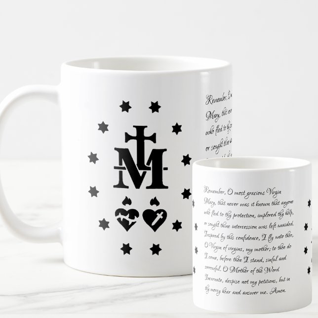 Memorare Prayer Virgin Mary Miraculous Medal  Coffee Mug (Creator Uploaded)