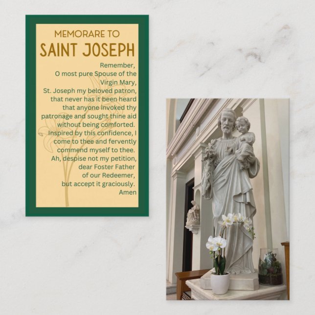 Memorare to St Joseph Prayer Cards (Front/Back)