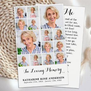 Memorial 14 Photo Collage Funeral Prayer Cards