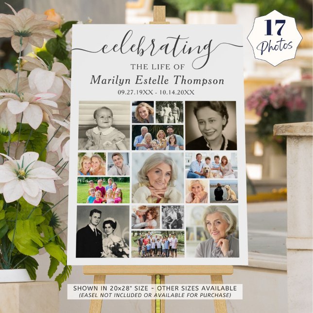 Memorial 17 Photo Collage Script Celebrating Life Foam Board (Creator Uploaded)