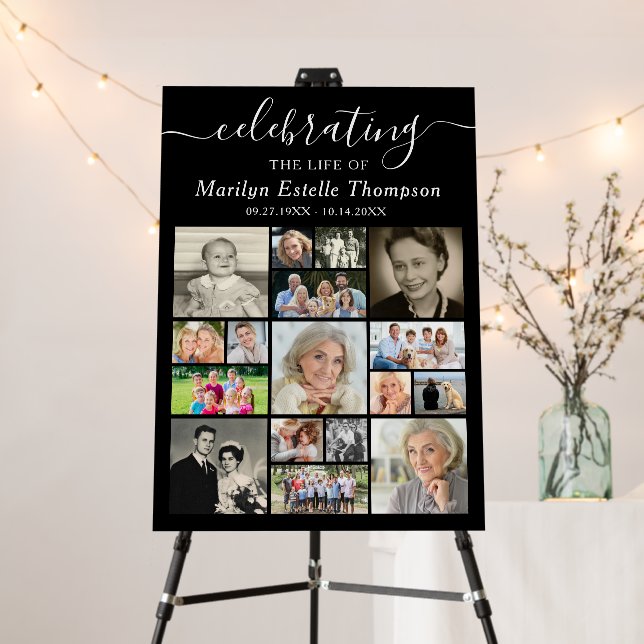 Memorial 17 Photo Collage Script Celebrating Life Foam Board (In Situ (Stand))