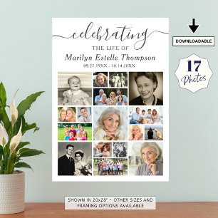 Memorial 17 Photo Collage Script Celebrating Life Poster