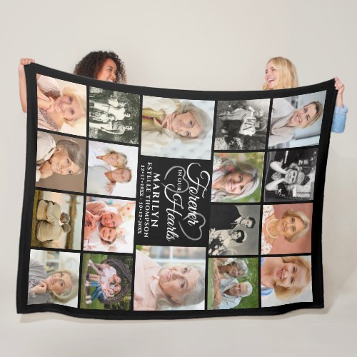 Memorial 18 Photo Collage Forever in our Hearts Fleece Blanket