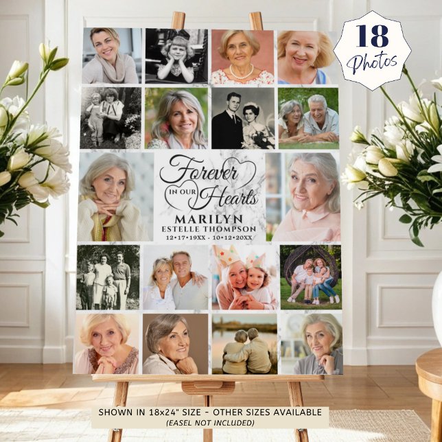 Memorial 18 Photo Collage Forever in our Hearts Foam Board (Creator Uploaded)