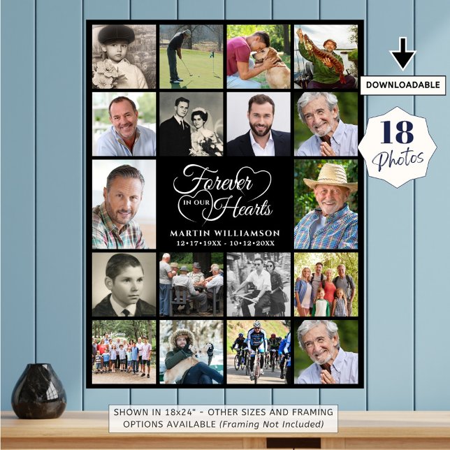 Memorial 18 Photo Collage Forever in our Hearts Poster (Creator Uploaded)