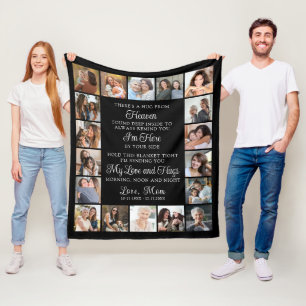 Memorial 18 Photo Collage Hug From Heaven Poem Fleece Blanket