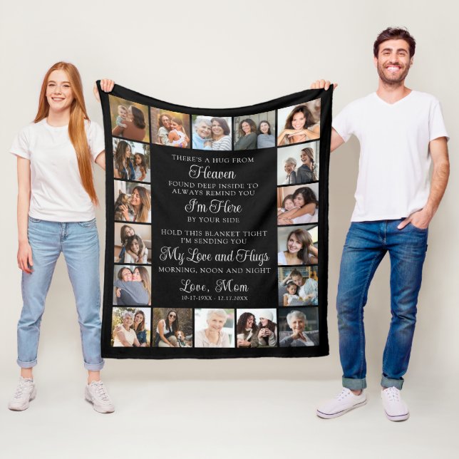 Memorial 18 Photo Collage Hug From Heaven Poem Fleece Blanket (In Situ)