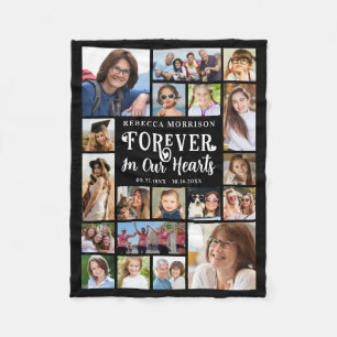 Memorial 19 Photo Collage Forever In Our Hearts Fleece Blanket