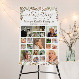 Memorial 21 Photo Collage Autumn Botanical Script Foam Board