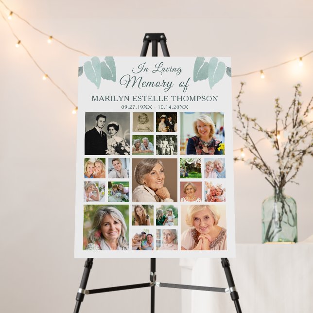 Memorial 21 Photo Collage Botanical Heart Leaves Foam Board (In Situ (Stand))