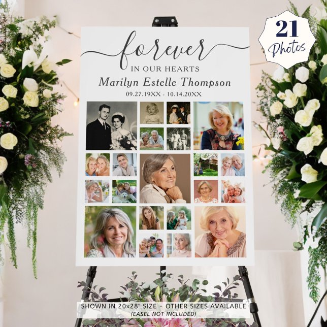 Memorial 21 Photo Collage Forever in our Hearts Foam Board (Creator Uploaded)