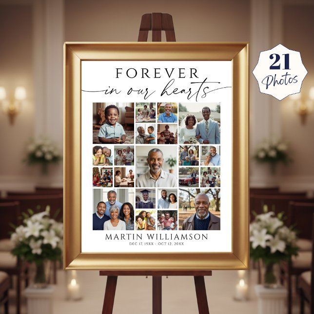 Memorial 21 Photo Collage Forever in our Hearts Poster (Creator Uploaded)