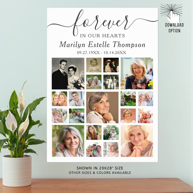 Memorial 21 Photo Collage Forever in our Hearts Poster (Creator Uploaded)