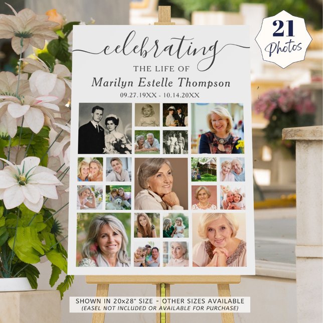 Memorial 21 Photo Collage Minimal Script Foam Board (Creator Uploaded)