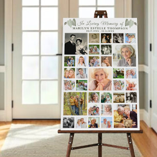 Memorial 33 Photo Collage Botanical Heart Leaves Foam Board
