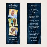 Memorial 3 Photo Blue Funeral Prayer Bookmark Memorial 3 Photo Blue Funeral Prayer Bookmark