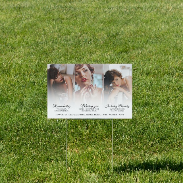 Memorial 3 Photo Outdoor Memorial Tribute Sign (Insitu)