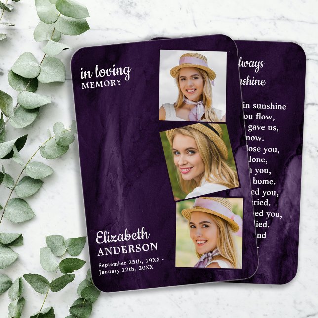 Memorial 3 Photo Remembrance Funeral Prayer Card (Creator Uploaded)