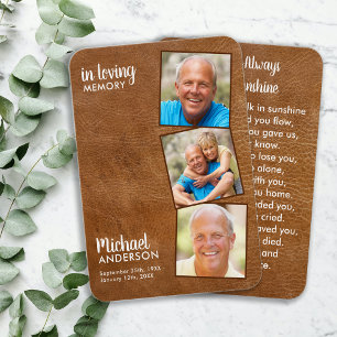 Memorial 3 Photo Sympathy Funeral Prayer Card
