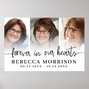 Memorial 3 Photos Script Forever In Our Hearts Poster