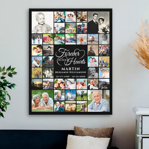 Memorial 42 Photo Collage FOREVER IN OUR HEARTS Canvas Print