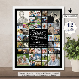 Memorial 42 Photo Collage FOREVER IN OUR HEARTS Poster