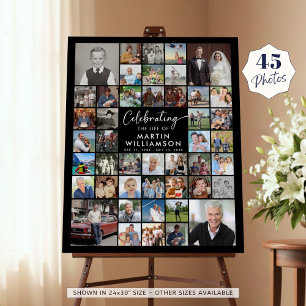 Memorial 45 Photo Collage Celebrating the Life of Foam Board