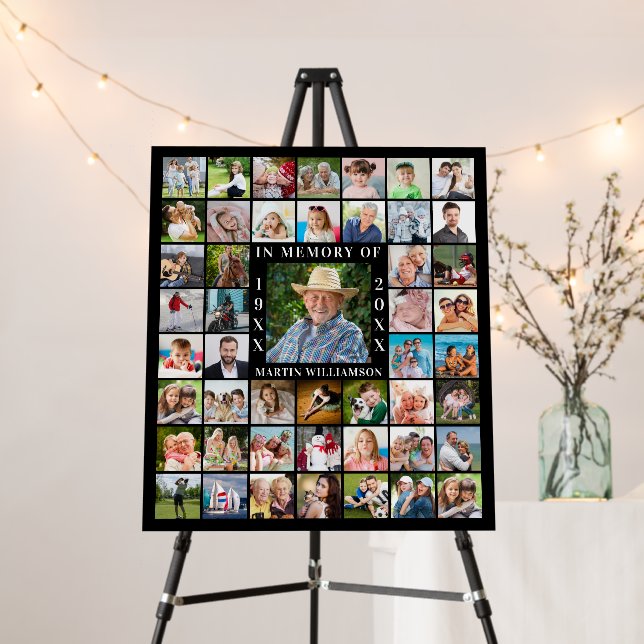 Memorial 48 Photo Collage In Memory of Black Foam Board (In Situ (Stand))