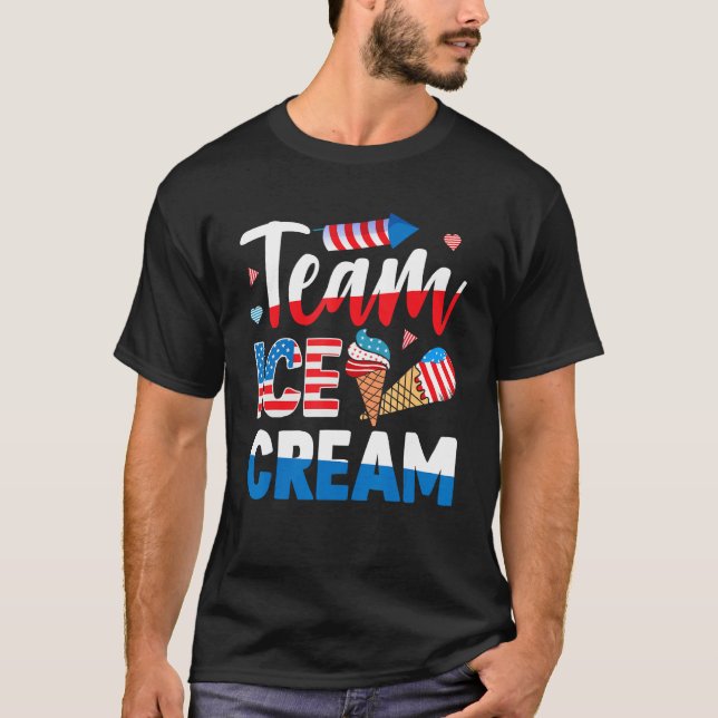 Memorial 4th Day of July Holiday Patriotic Ice Cre T-Shirt (Front)
