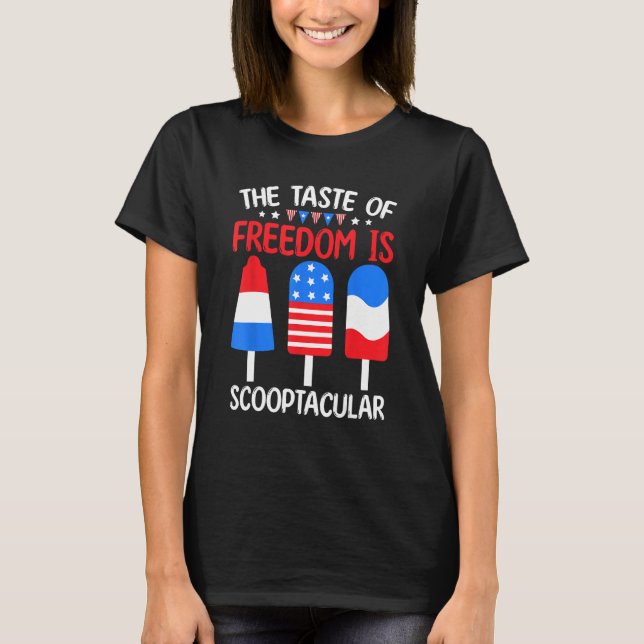 Memorial 4th Day of July Holiday Patriotic Ice Cre T-Shirt (Front)