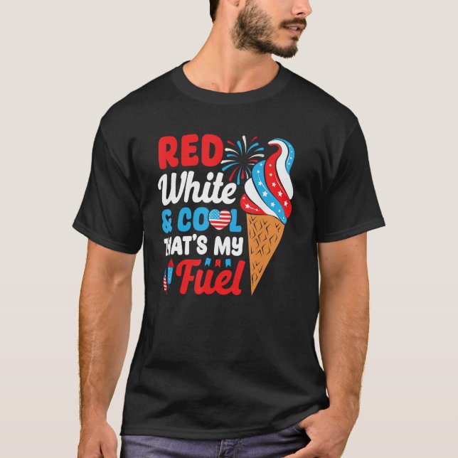 Memorial 4th Day of July Holiday Patriotic Ice Cre T-Shirt (Front)