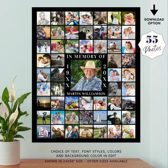 Memorial 55 Photo Collage In Memory Poster | Zazzle