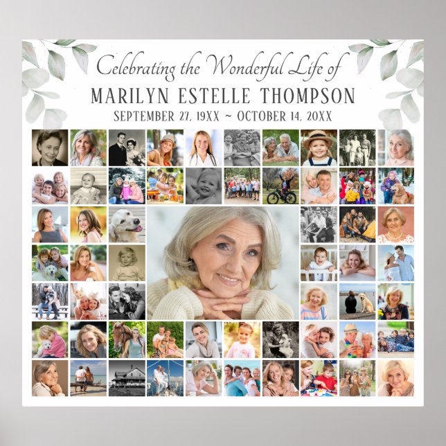 Memorial 59 Photo Collage Celebration of Life Poster (Front)