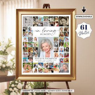 Memorial 61 Photo Collage In Loving Memory Poster