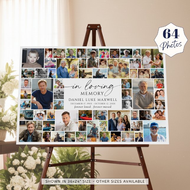 Memorial 64 Photo Collage In Loving Memory Foam Board (Creator Uploaded)