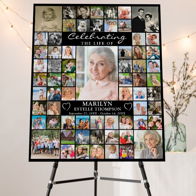 Memorial 66 Photo Collage Celebrating the Life of Foam Board (In Situ (Stand))